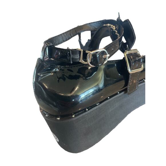 Black Bow Accent Platform Mary Jane Patent Leather Shoes Size 10 - Picture 9 of 10
